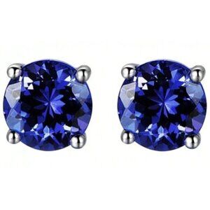 1.25 Carat Blue Tanzanite Sparkling Four-Prong Stud Classic Earring